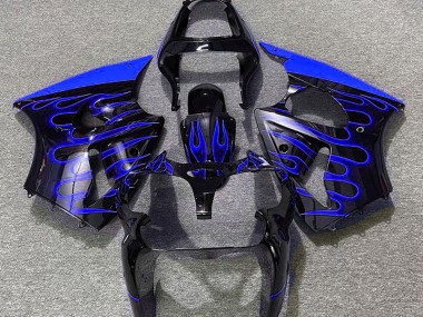 00-02 Schwarz Glänzend & Blau Flame ZX6R Motorrad Verkleidung