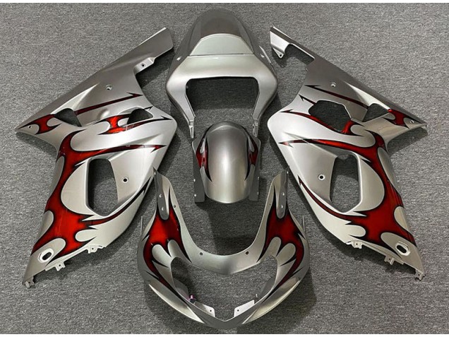 01-03 Silber Glänzend & Rot GSXR 600-750 Motorrad Verkleidung