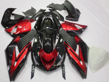 06-11 Rot & Schwarz Glänzend Schlicht ZX14R Motorrad Verkleidung