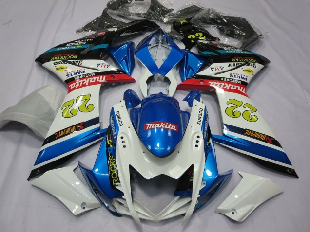 07-08 22 Weiß & Blau GSXR 1000 Motorrad Verkleidung