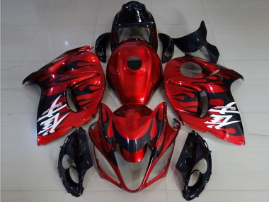 08-20 Leuchtend Rot & Flamme GSXR 1300 Motorrad Verkleidung