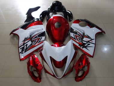 08-20 Rot Glänzend & Weiß Design GSXR 1300 Motorrad Verkleidung