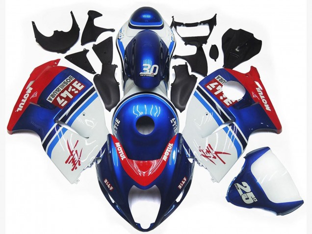 97-07 Blaues & Weißes Custom-Logo Motul GSXR 1300 Motorrad Verkleidung